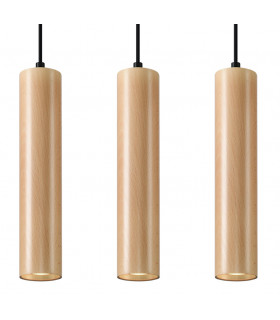 Triple Hanging Pendant Light Natural Wood GU10-1