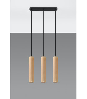Triple Hanging Pendant Light Natural Wood GU10-2