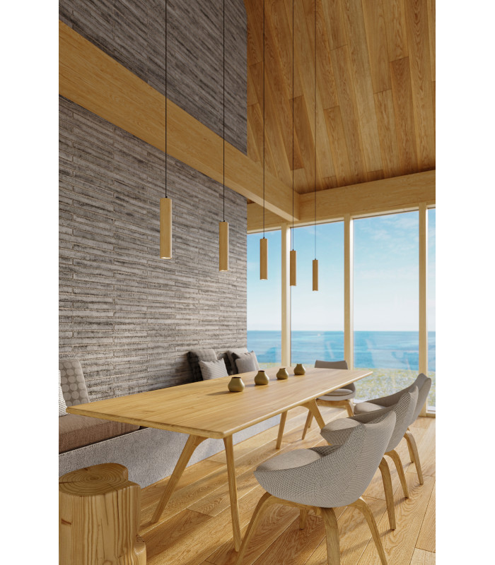 Triple Hanging Pendant Light Natural Wood GU10-6