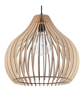 Wire Frame Pendant Light Natural Wood E27-1