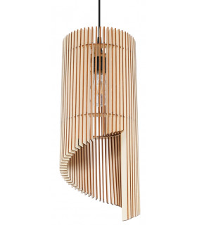 Wire Frame Pendant Light Natural Wood E27-1