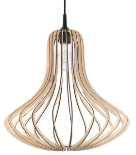 Wire Frame Pendant Light Natural Wood E27-1