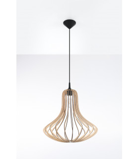 Wire Frame Pendant Light Natural Wood E27-2
