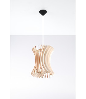 Wire Frame Pendant Light Natural Wood E27-2