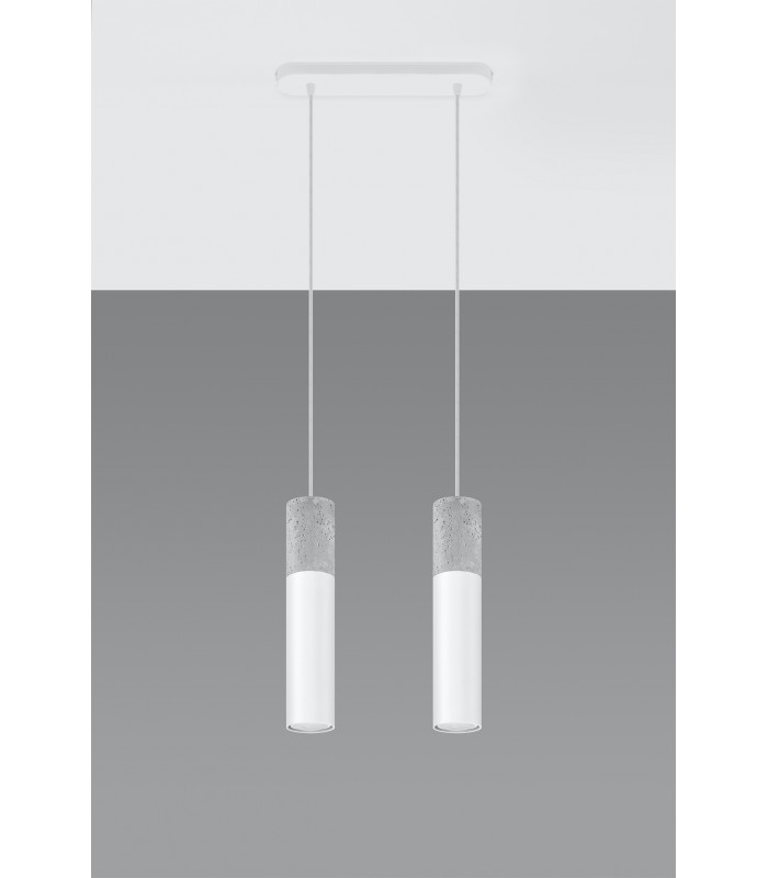 Twin Hanging Pendant Light Grey White GU10-2