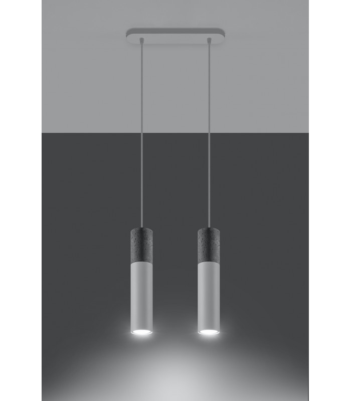 Twin Hanging Pendant Light Grey White GU10-3