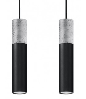 Twin Hanging Pendant Light Grey Black GU10-1