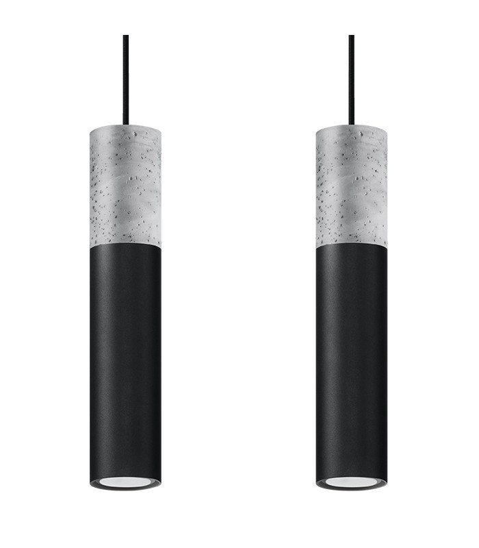 Twin Hanging Pendant Light Grey Black GU10-1