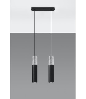 Twin Hanging Pendant Light Grey Black GU10-2