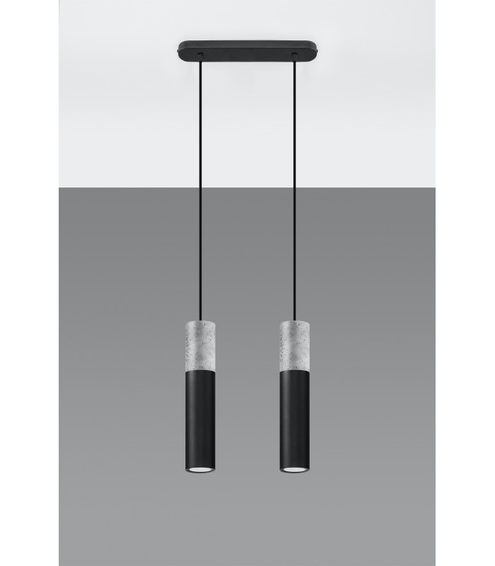 Twin Hanging Pendant Light Grey Black GU10-2