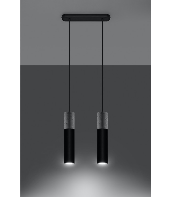 Twin Hanging Pendant Light Grey Black GU10-3