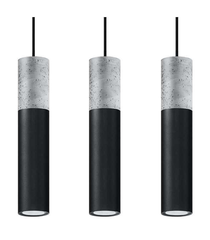 Triple Hanging Pendant Light Grey Black GU10-1
