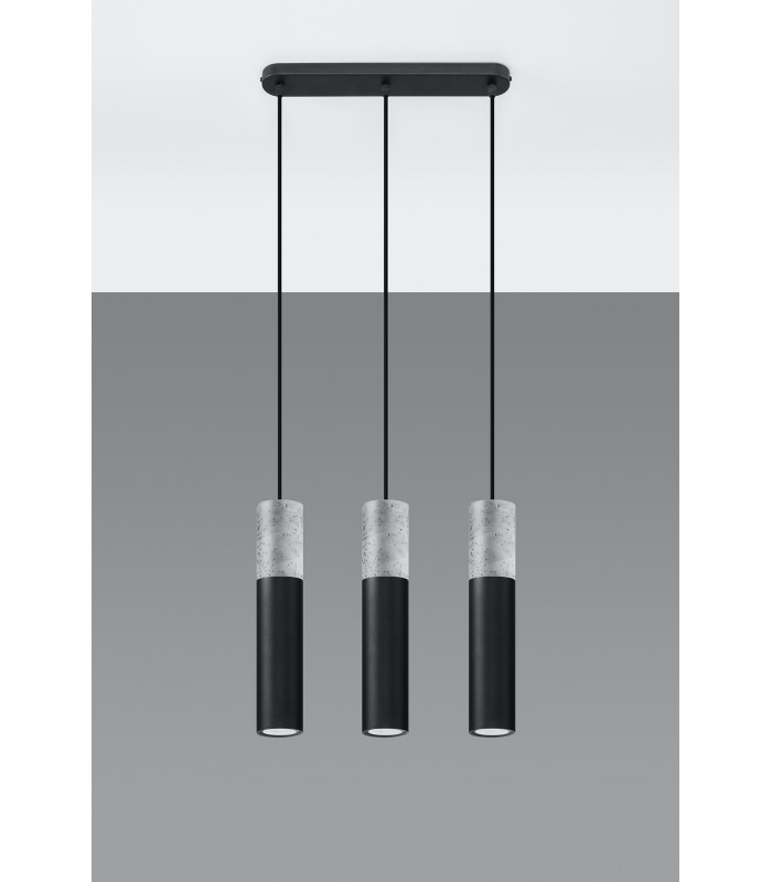 Triple Hanging Pendant Light Grey Black GU10-2