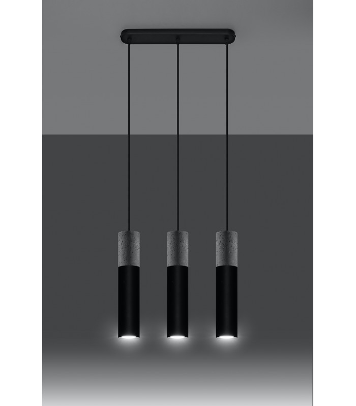 Triple Hanging Pendant Light Grey Black GU10-3