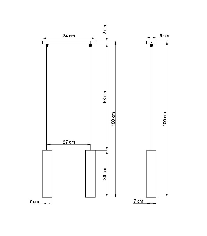 Twin Hanging Pendant Light Grey GU10-4