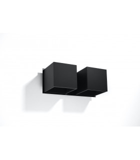 Twin Square Up & Down Wall Lamp Black G9-2