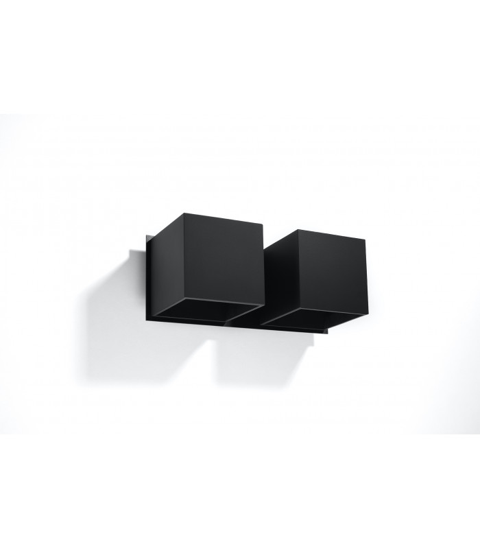 Twin Square Up & Down Wall Lamp Black G9-2