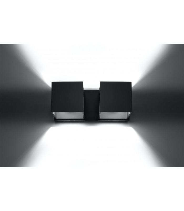 Twin Square Up & Down Wall Lamp Black G9-3
