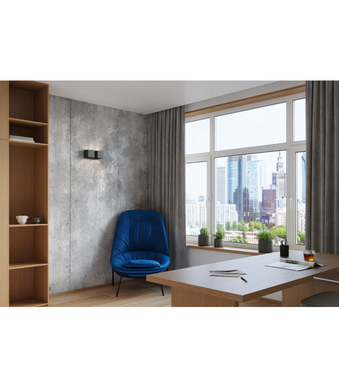 Twin Square Up & Down Wall Lamp Black G9-6