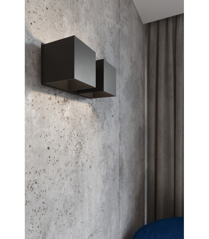 Twin Square Up & Down Wall Lamp Black G9