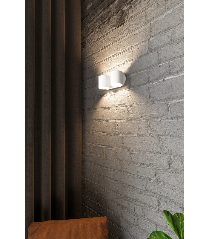 Twin Round Up & Down Wall Lamp White G9
