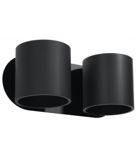 Twin Round Up & Down Wall Lamp Black G9-1