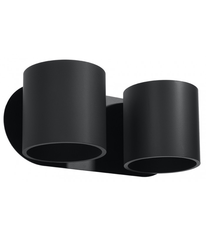 Twin Round Up & Down Wall Lamp Black G9-1