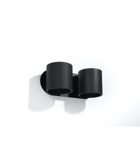 Twin Round Up & Down Wall Lamp Black G9-2