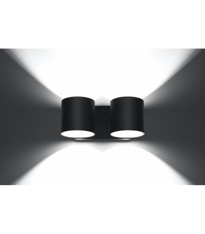 Twin Round Up & Down Wall Lamp Black G9-3