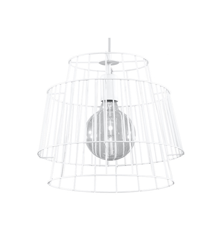 Wire Frame Pendant Light White E27-1