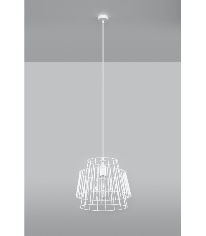 Wire Frame Pendant Light White E27-2