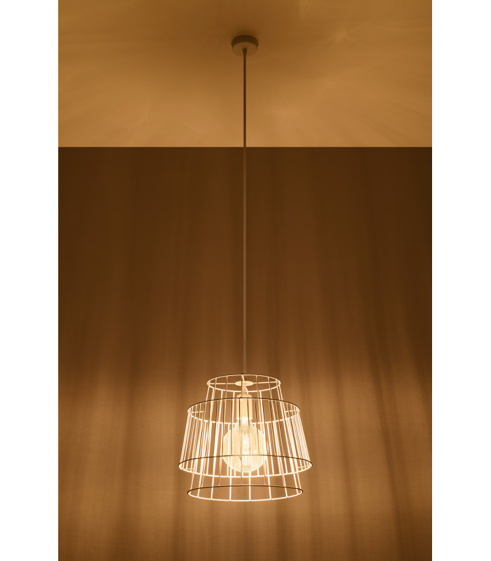 Wire Frame Pendant Light White E27-3
