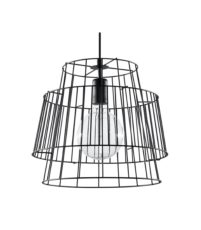 Twin Wire Frame Pendant Light Black E27-1
