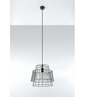 Twin Wire Frame Pendant Light Black E27-2