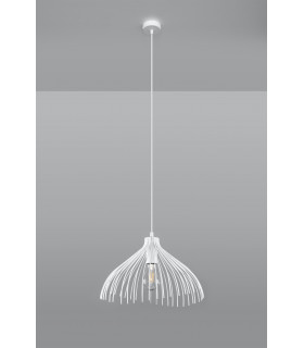 Wire Frame Pendant Light White E27-2