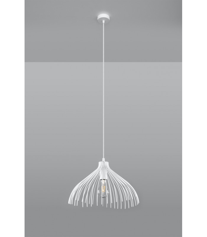 Wire Frame Pendant Light White E27-2