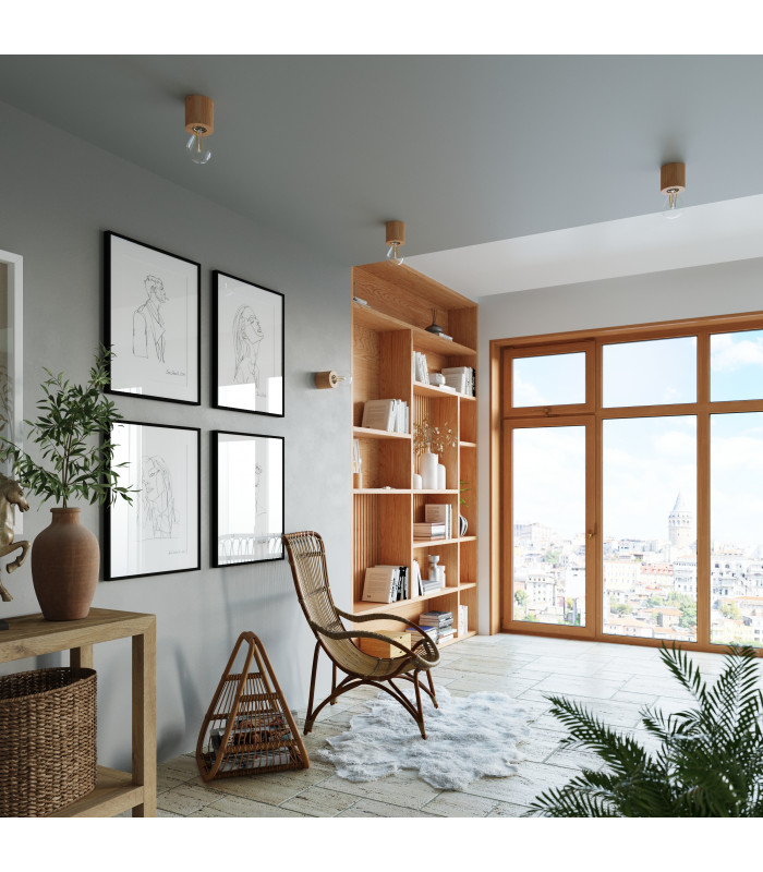 Surface Mounted Downlights Flush Light Natural Wood E27-6