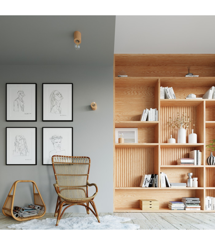 Surface Mounted Downlights Flush Light Natural Wood E27-7
