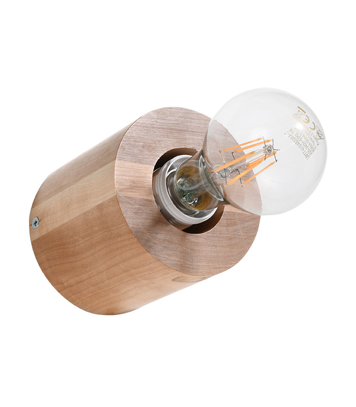 Surface Mounted Round Wall Lamp Natural Wood E27-1