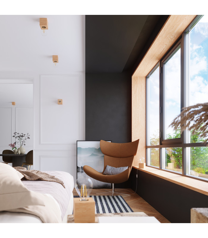 Surface Mounted Downlights Flush Light Natural Wood E27-6