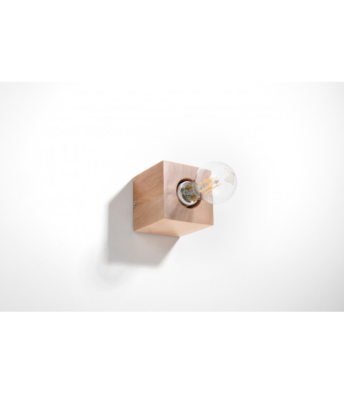 Surface Mounted Square Wall Lamp Natural Wood E27-2