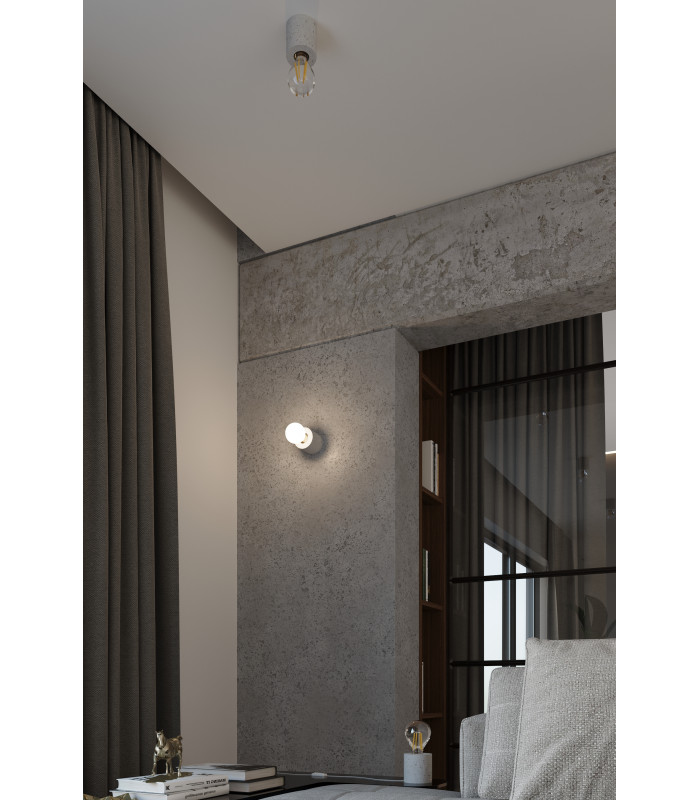 Surface Mounted Round Wall Lamp Grey E27