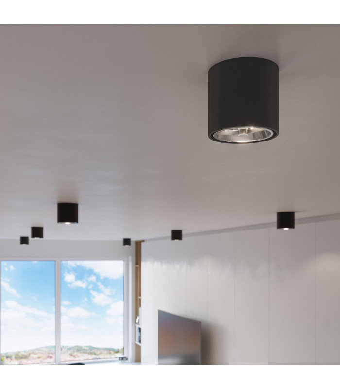 Surface Mounted Downlights Round Flush Light Black GU10