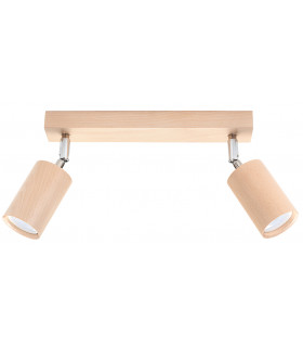 Twin Spotlight Flush Light Natural Wood GU10-1
