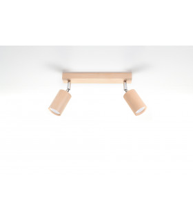 Twin Spotlight Flush Light Natural Wood GU10-2