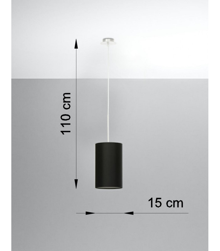 Slim Pendant Cylindrical Light Black 15cm E27-4