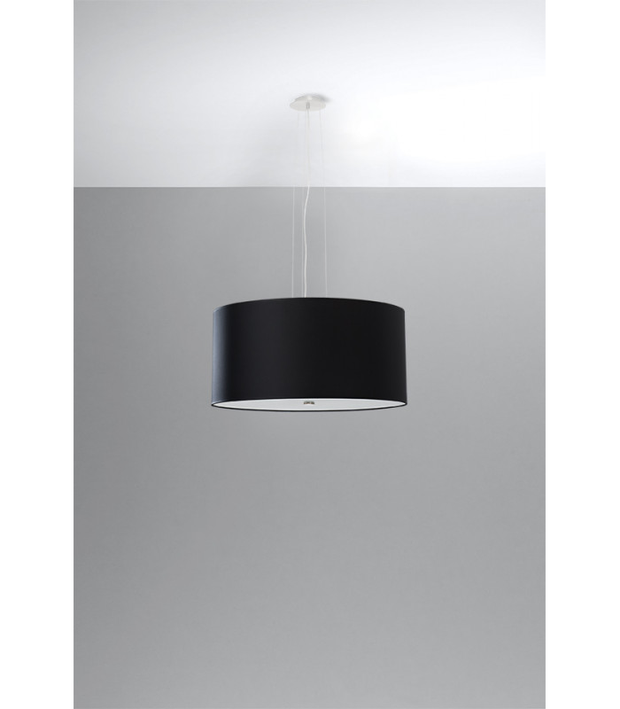 Cylindrical Pendant Light Black 50cm E27-2