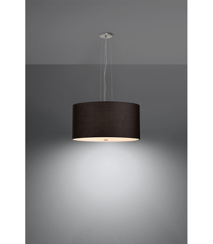 Cylindrical Pendant Light Black 50cm E27-3