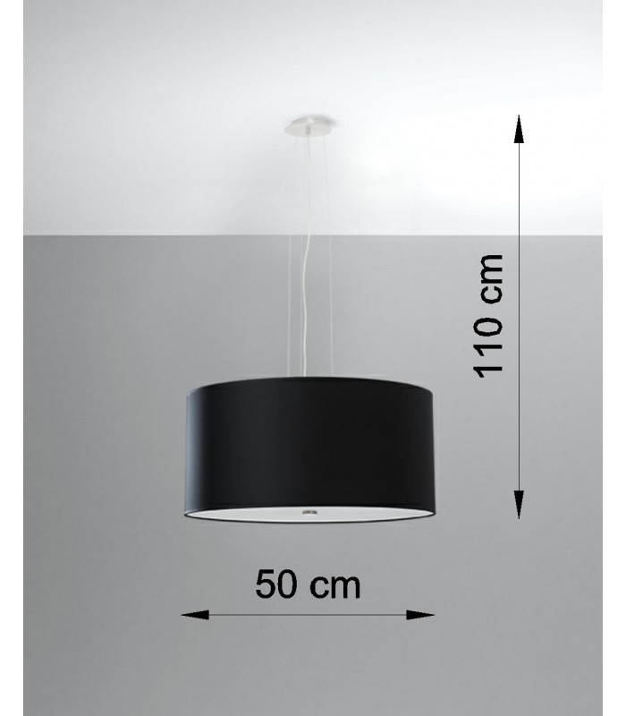Cylindrical Pendant Light Black 50cm E27-4