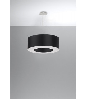 Cylindrical Pendant Light Black 50cm E27-2